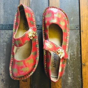Alegria Gold/Red Leather Mary Janes